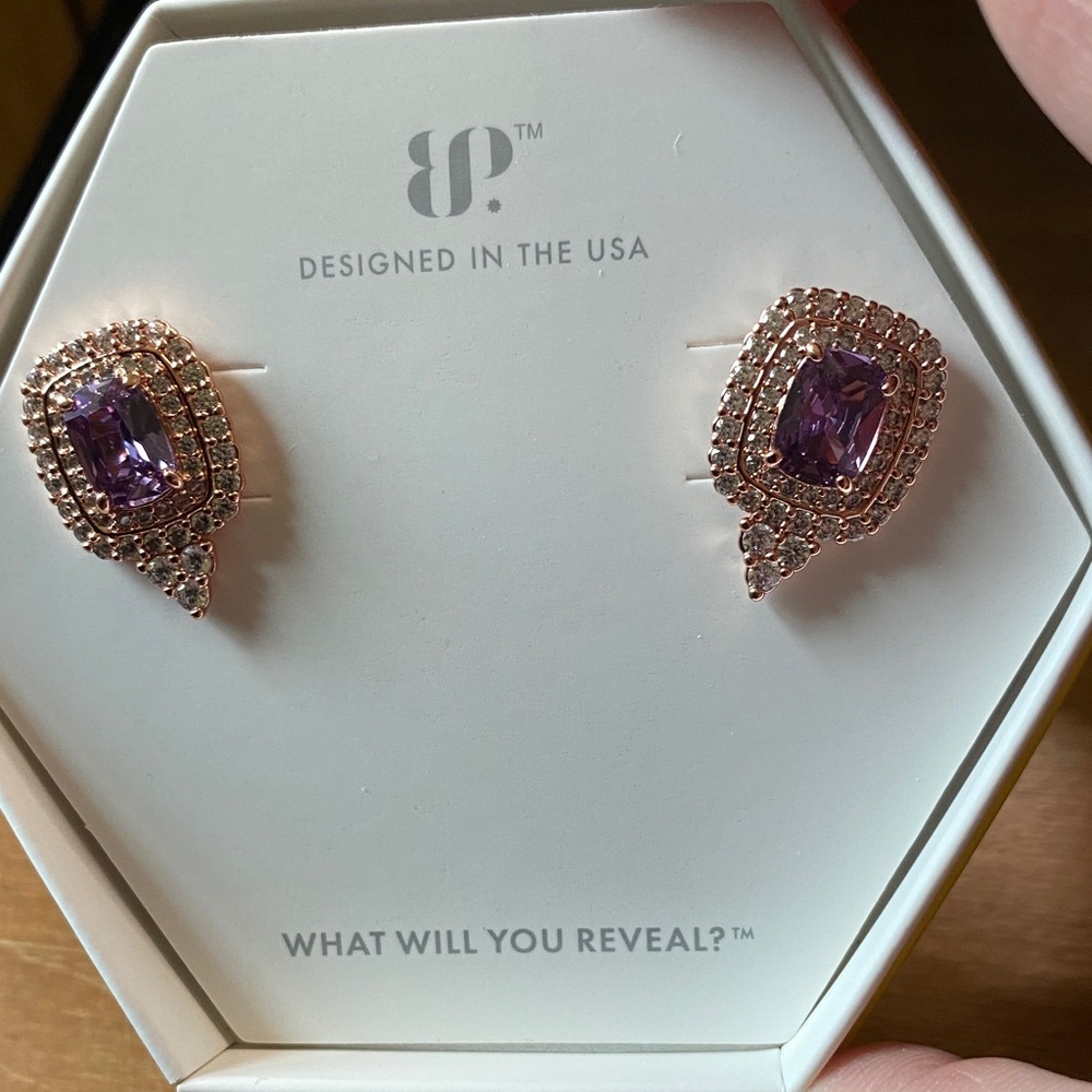 SP Elegant Purple and Rose Gold Earrings